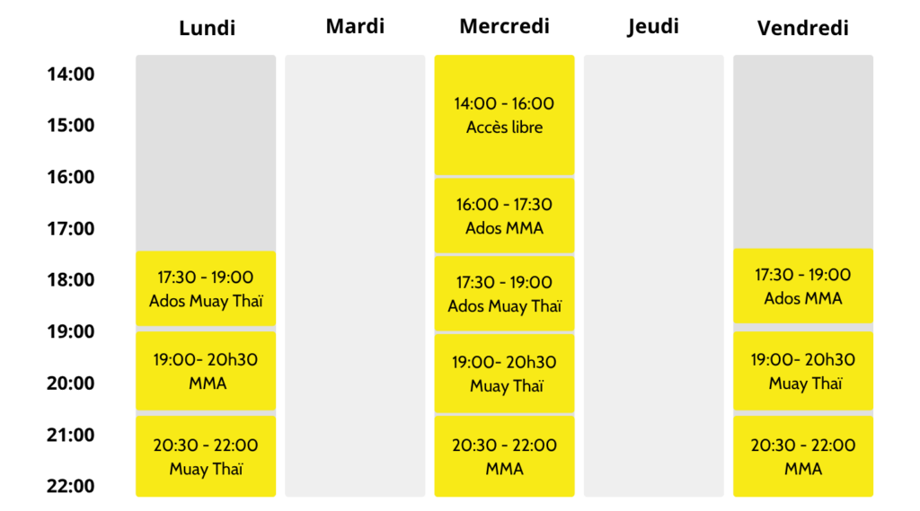 Planning AUC Muay Thai MMA 2026-2027 Aix-en-Provence